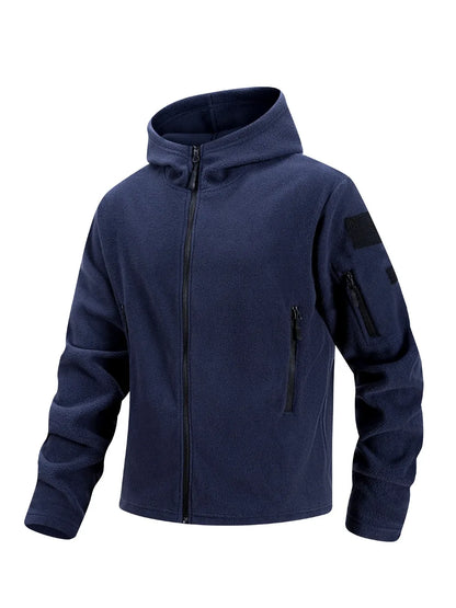 Men's Polar Fleece Zipper Hooded Jacket Autumn Winter Thermal Warm Work Coats Full-Zip Up Windproof Outdoor Hoodie Sweatshirt.