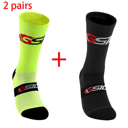 GSIDI2pairs 2023 New Cycling Socks Bike Nurse Compression Road Bike Running Mtb Knee-high White Sports Funny Brand Black.