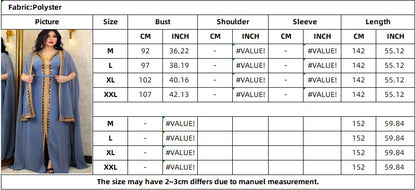 Elegant Muslim Abaya for Women Dress 2 Piece Set Chiffon Cloak Caftan Indian Party Dresses Sequins Kinono Robe Vestidos Abayas.