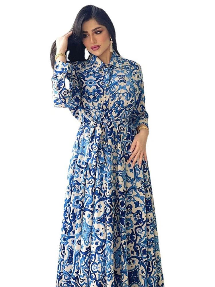 Eid mubarak abaya kleid dubai muslimische frauen drucken blaue hijab kleider truthahn islamische kleidung kaftan marocain vestido musulmane.