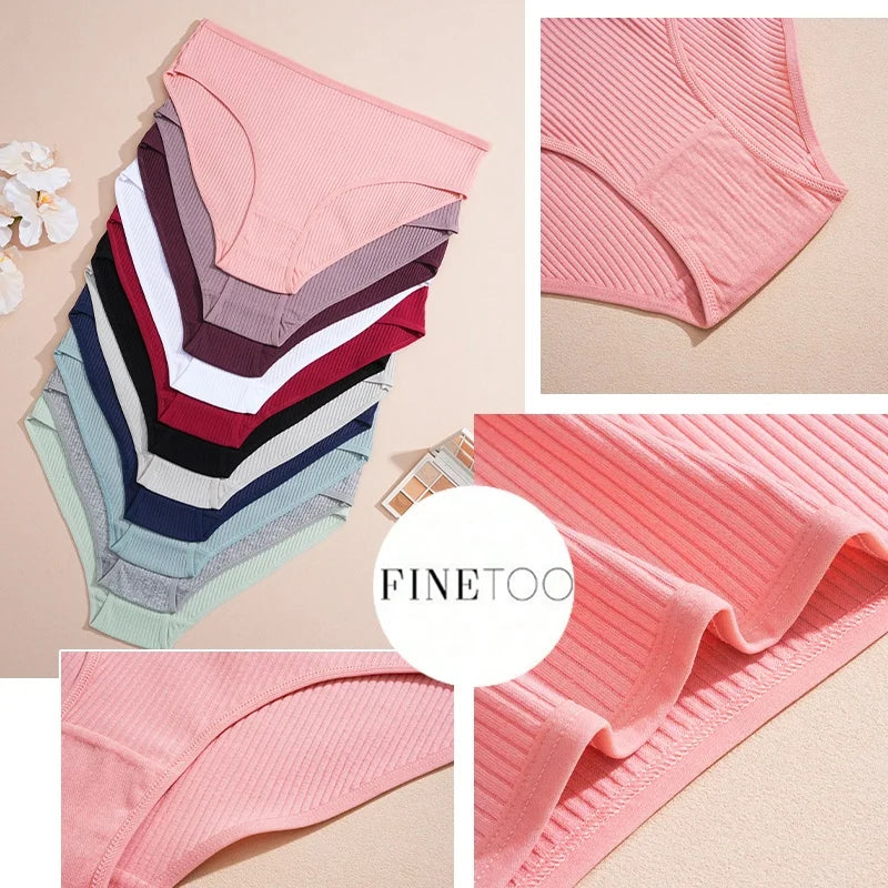 5PCS Women's Cotton Panties Sexy Low Waist Briefs Striped Underpants Female Comfortable Stretch Lingerie Ladies Soft Underwear.