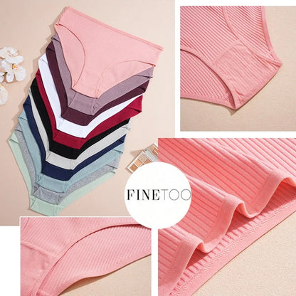 5PCS Women's Cotton Panties Sexy Low Waist Briefs Striped Underpants Female Comfortable Stretch Lingerie Ladies Soft Underwear.