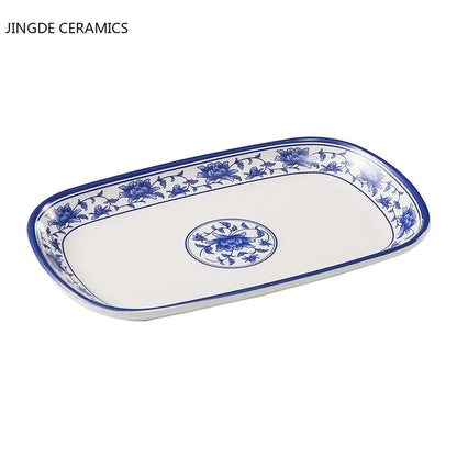 1pc Food Grade Plastic Dinner Plates Chinese Melamine Plastic Is Not Easy To Break Rectangular Plate Restaurant Kitchen Supplies.