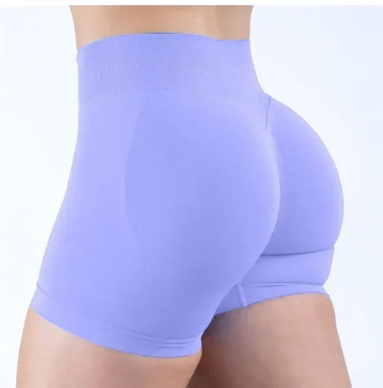 Summer High Waisted Yoga Shorts Women  Fashionable and Sexy Running Fitness Pants Solid Color High Elastic Yoga Leggings