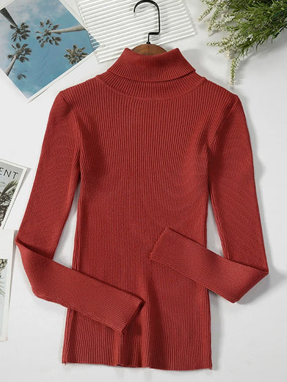 JMPRS Rollkragenpullover Frauen Mode Einfache Winter Pullover Jumper Hohe Elastische Gestrickte Herbst Weibliche Grundlegende Tops Casual Bluse