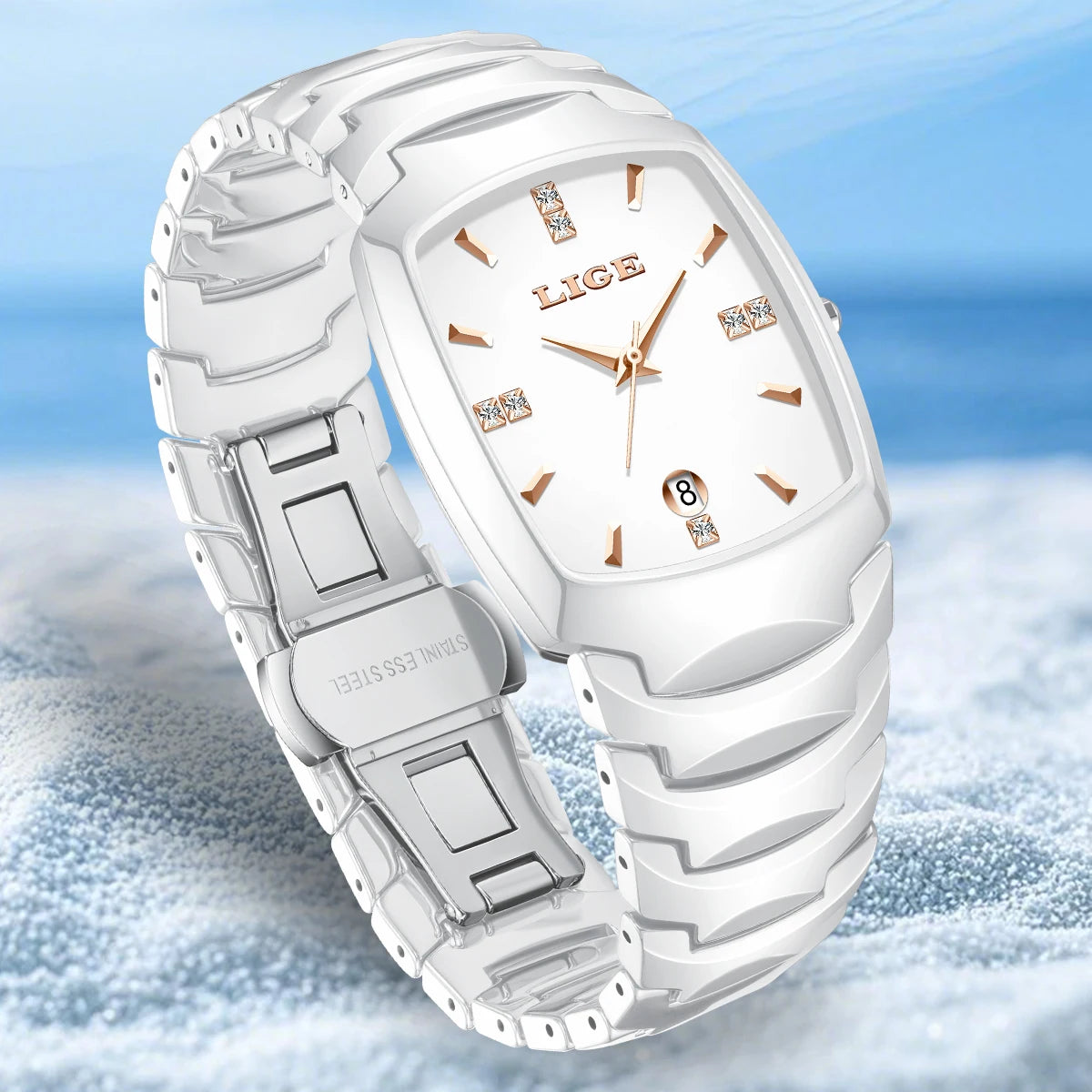 LIGE Fashion Luxury Woman Watch Simple Elegant Stainless Steel Casual Quartz Watches for Women Calendar Ladies Romantic Gift New.