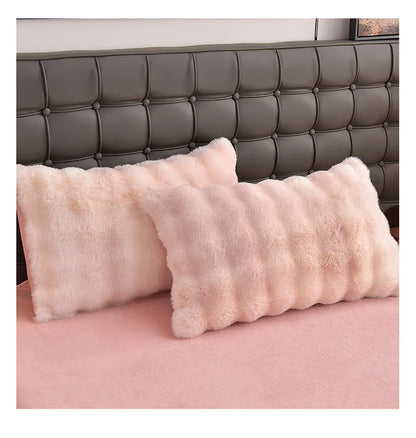 2024 new light luxury rabbit velvet four-piece set thickened warm milk velvet rabbit hair tie-dye bed sheet quilt cover