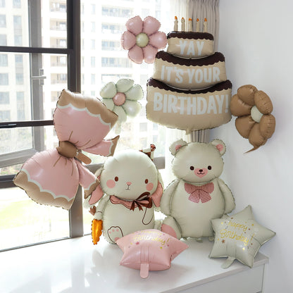 Matte 3D Herz Liebe dich Bär Aluminium Folie Ballon Hochzeit Dekoration Geschenke Schleife Stern Gänseblümchen Regenbogen Alles Gute zum Geburtstag Party Ballon.