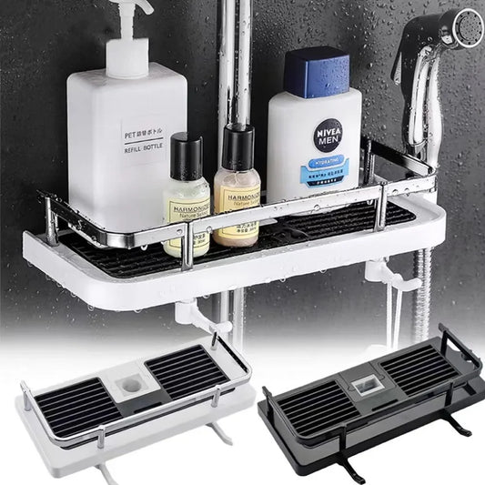 Dusche Lagerung Halter Bad Regal Pole Regale Shampoo Tablett Stehen Kein Bohren Hebe Stange Dusche Kopf Halter Rack Organizer