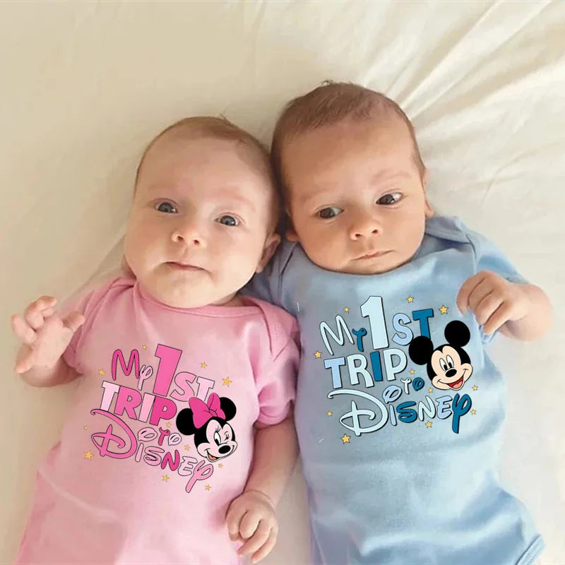 Neue Ankunft Baby Kleidung My 1st Trip Disney Baby Bodys 100% Baumwolle Sommer Baby Jungen Mädchen Strampler.