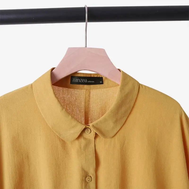ZANZEA Summer Fashion Lapel Neck Shirt Women Elegant 3/4 Sleeve Blouse Work Buttons Down Tops Tunic Female Casual Loose Blusas.