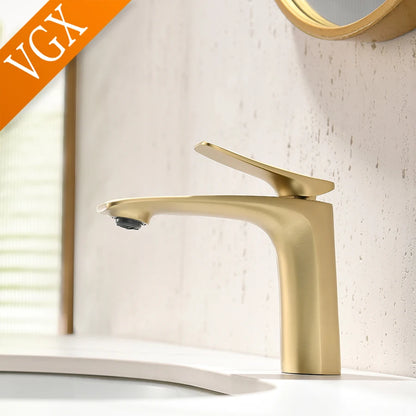 VGX Luxury Bathroom Faucets Basin Mixer Sink Faucet Gourmet Washbasin Tapware Hot Cold Water Tap Brass Chrome Black Brushed Gold