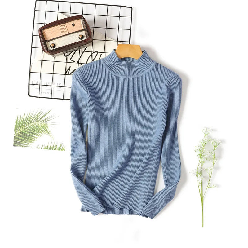 ZJAISS 2025 Herbst Winter Langarm Gestrickte Pullover Rollkragen Rippen Schlanke Frauen Pullover Weiche Warme Neue Jumper Pullover