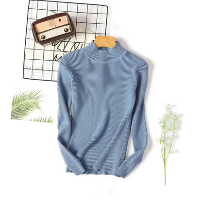 ZJAISS 2025 Herbst Winter Langarm Gestrickte Pullover Rollkragen Rippen Schlanke Frauen Pullover Weiche Warme Neue Jumper Pullover