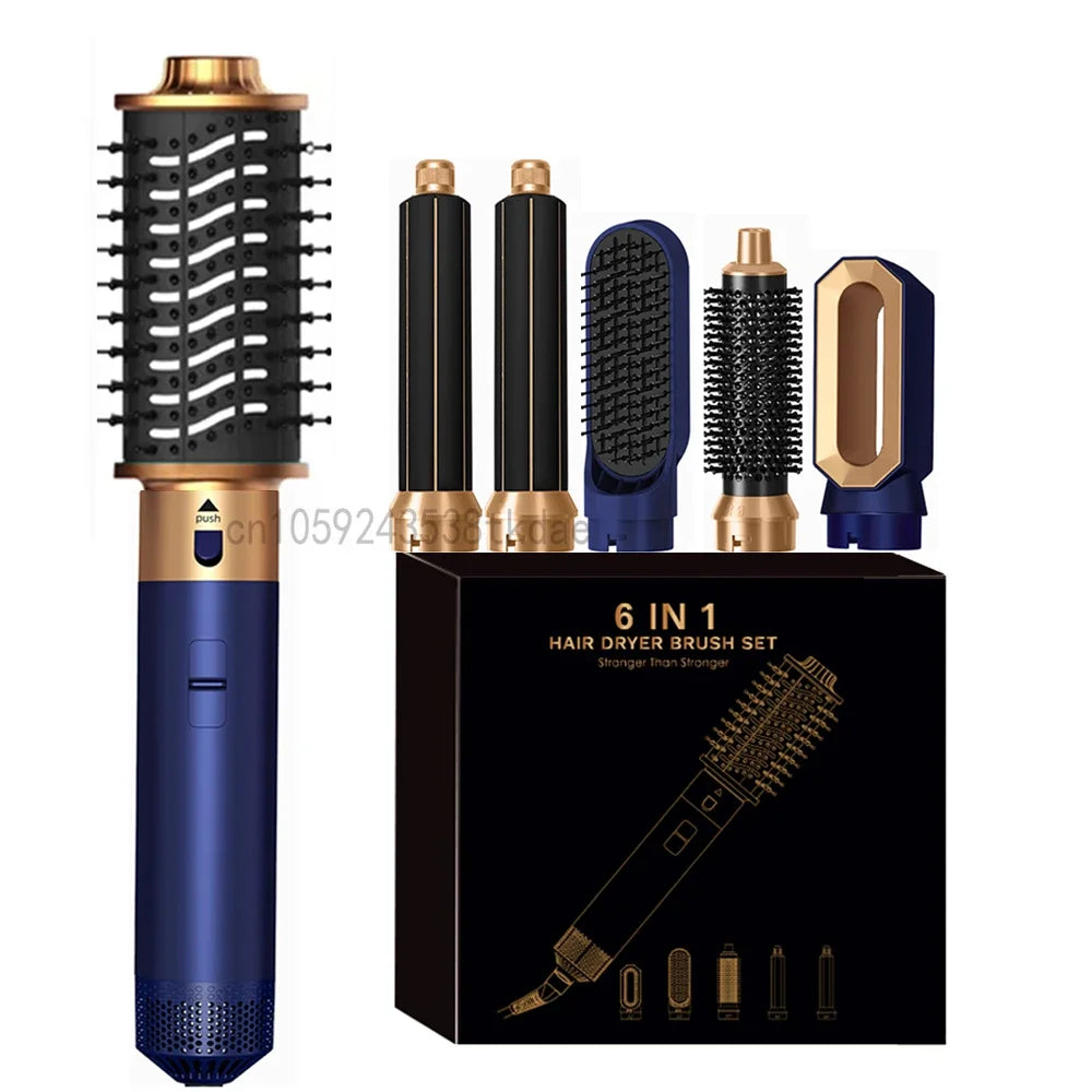 6 in 1 Hair Dryer Brush Hot Comb Set Professional Curling Iron Hair Straightener Styling Tool Air styling Hair Dryer Household