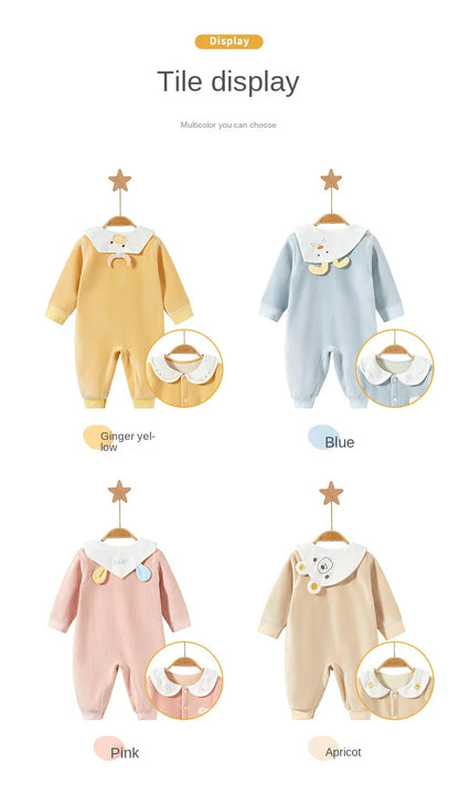 Baby-Body, ausgehend, warm und gezupft, Herren- und Damen-Herbstkleidung, Säuglingsspielanzug-Set, Herbst und Winter.