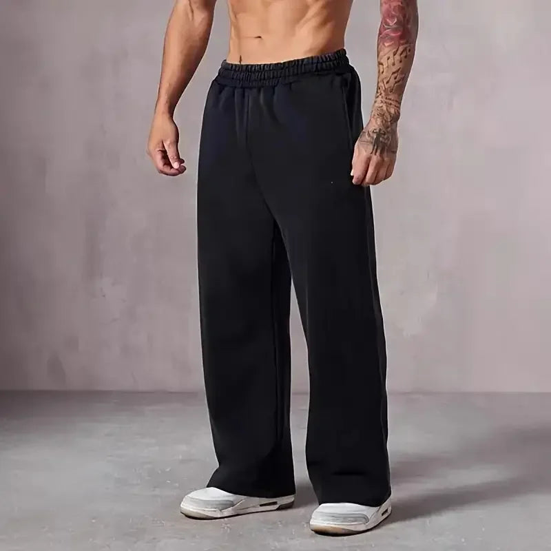 American style basketball themed casual pants for men, loose straight fit oversized sports pants.
