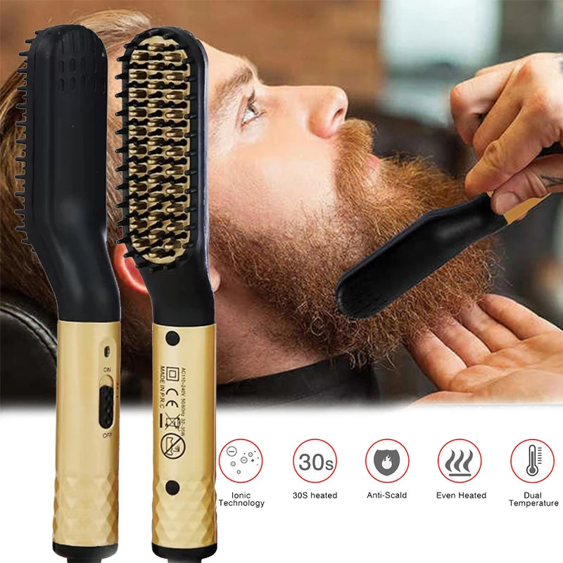 Portable Heated Hair Straighteners Mini Beard Straightener Comb Electric Flat Iron For Men Long And Short Hair Straightener.