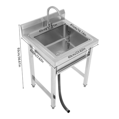 Kommerzielle Mehrzweckspüle aus Edelstahl – freistehende Küchenspüle mit Wasserhahn – NSF-Handwaschstation für Küchenspülen