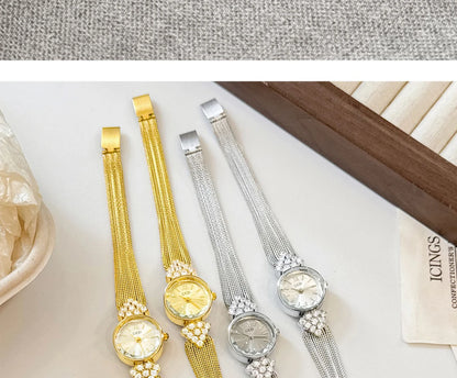 GEDI Watch Gold Silver Diamond Inlaid Steel Strip Women's Wristwatch Vintage Niche Light Luxury Temperament Quartz Watch Woman