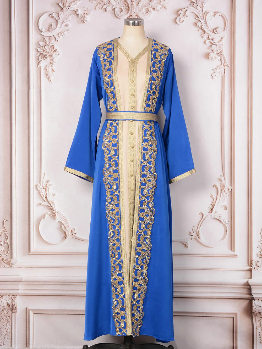 Naher Osten Mode Schwerindustrie Nagelperle eingelegter Diamant Muslimisches Gewand Damen langer Rock elegantes Abendkleid Kleid.