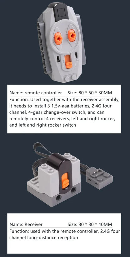 Technical Motor Battery Box Power Functions Parts IR Speed Servo Light Receiver PF APP Remote Control Car Building Blocks Bricks.