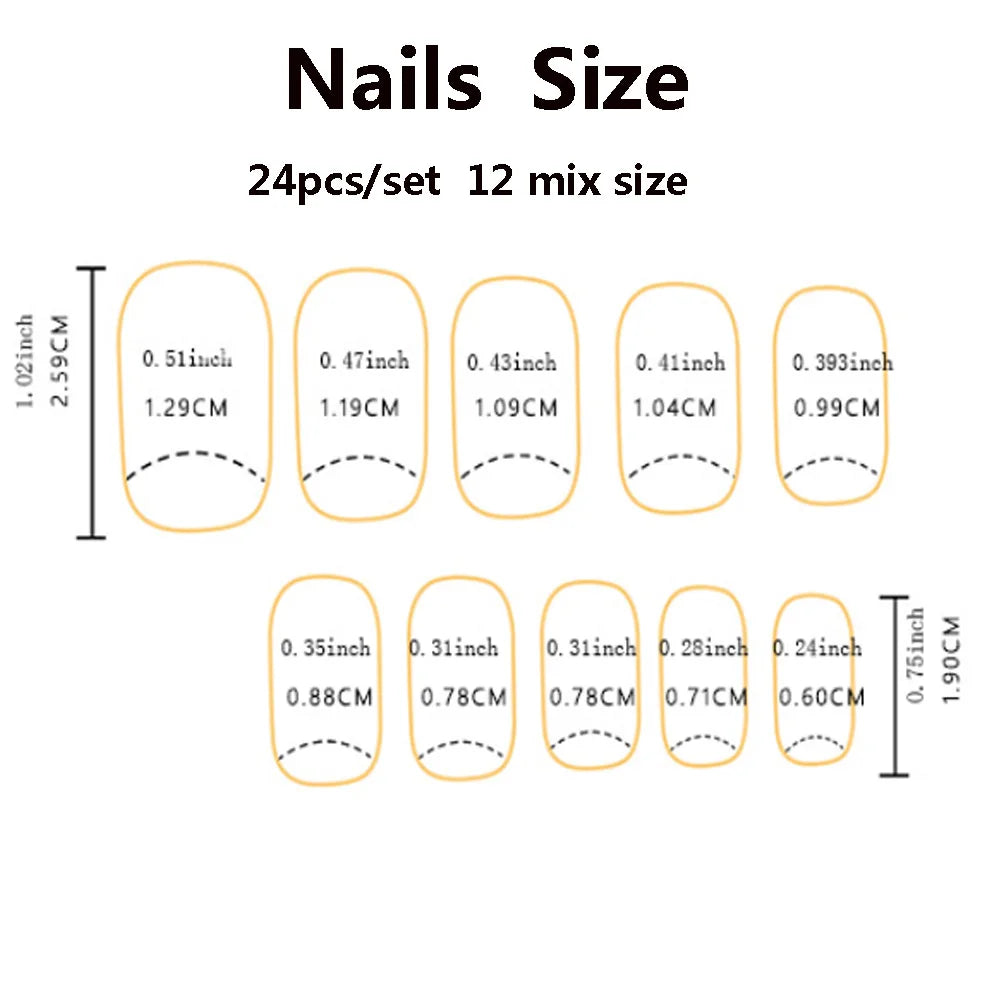 24pcs/set short medium long fake nails for Spring summer season gradient peach flowers butterfly heart press on false nail art