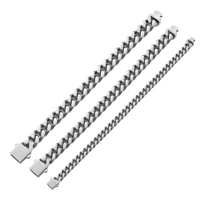 316 Stainless Steel Plated 18k Gold Fashion 8.10.12mm Encrypted Cuban Chain Miami Rap Hip Hop Men's Bracelet Accessory.