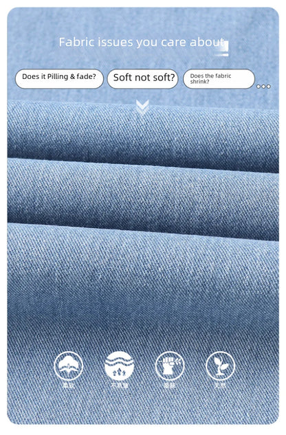 Light Blue American Retro Jeans Men Soft Loose Straight Cylinder High Street Workwear Casual Loose Legs Pants.