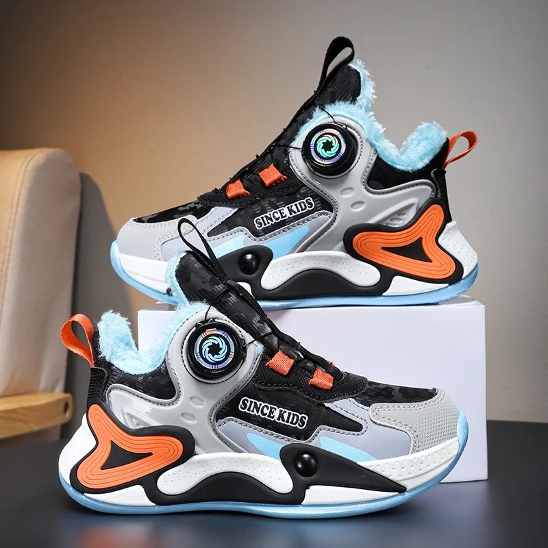 Children's Sneakers Boys Causal Kid Running Walking Shoes Fashion Warm Plush Girls Tennis Shoes Soft Walking Shoes.