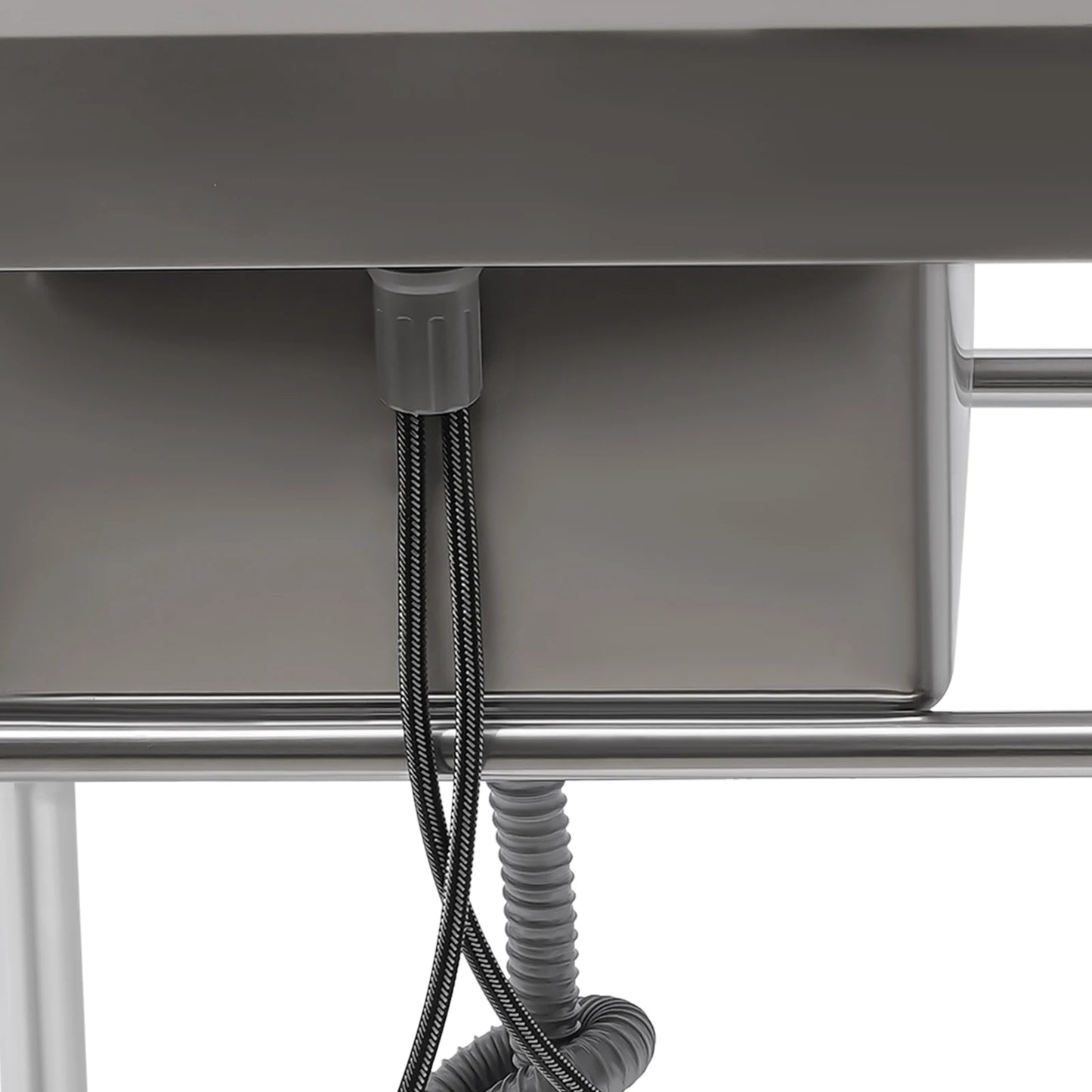 Küchenspüle mit 201 Stauraum, Edelstahlspüle mit Waschbecken, 100 x 60 x 93 cm, freistehendes kommerzielles Küchenspüle aus Edelstahl