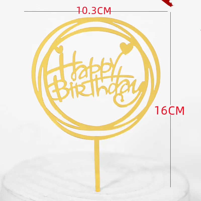10 Stück Roségold Happy Birthday Kuchendeckel Silber Schwarz Schlichtes Design Acryl Kuchendeckel Babyparty Party Dessert Dekoration.