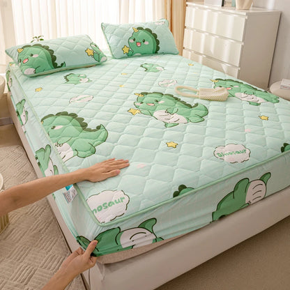 Waterproof Mattress Cover Cartoon Style Bed Covers Quilted Fitted Sheet постельное белье Thickened Bedspread(No Pillowcase).
