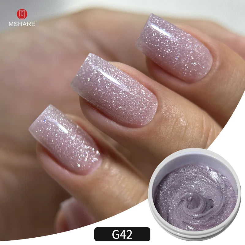 MSHARE 50g/250g Shimmer Pink White Acrylic Gel TPO Free Glitter Shiny Extension Acryl Hard Gel Nails Sculpting Construction