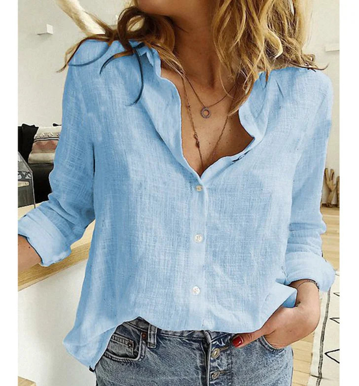 Women Casual Long Sleeve Cotton Linen Loose Shirt Elegant Solid Harajuku Lapel Blouse Vintage Oversize Tops Y2K Streetwear Tunic.