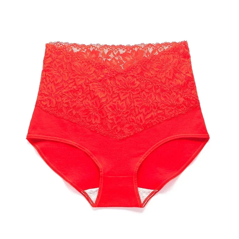 Fashion Sexy Lace  Slimming Comfort Breathable Lingerie Panties High Waist Seamless Hip Raise Cotton Briefs Underwear Female.