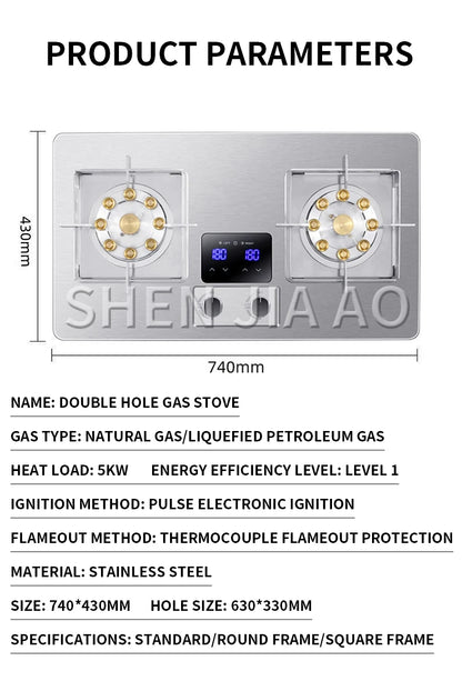 5KW Gas Stove Home Double Embedded Gas Stove Energy-saving Fierce Fire Stove Gas Cooktop Double hole gas stove.