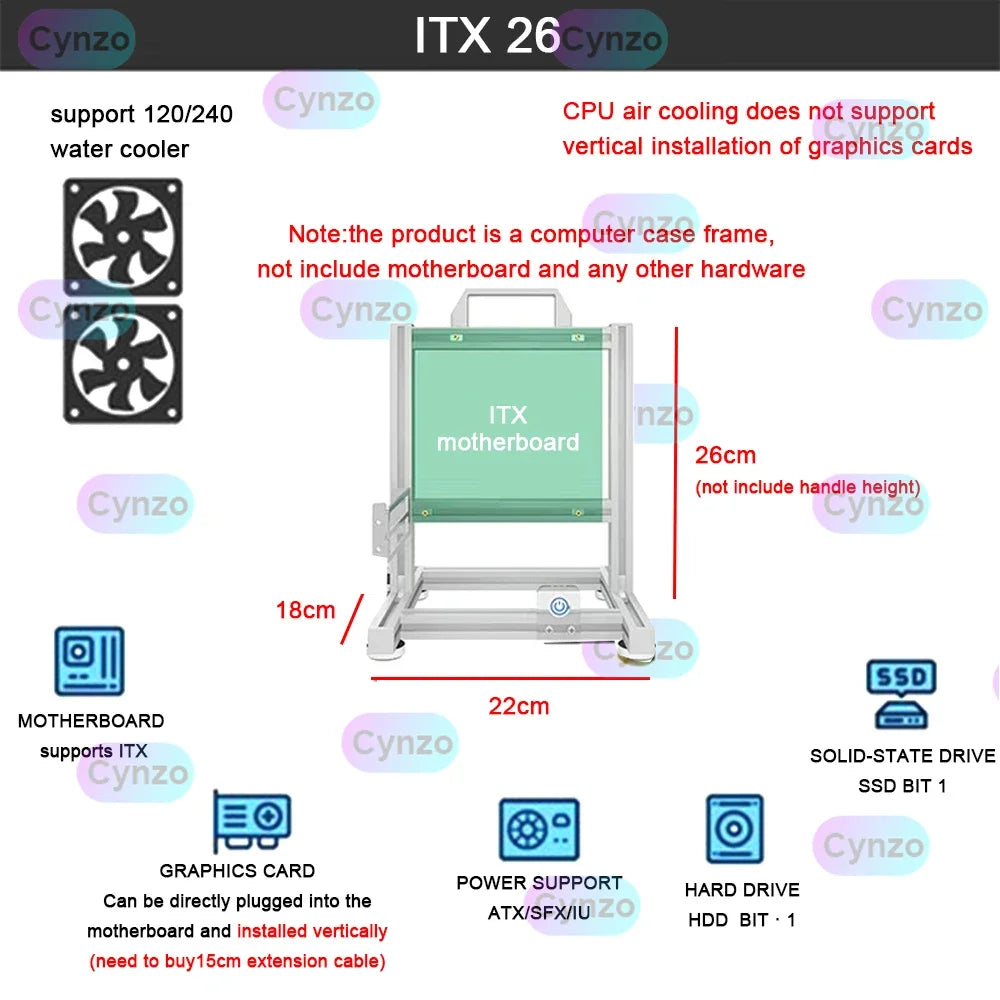 DIY  Gamer Cabinet ITX MATX ATX Open Computer Case Frame Aluminum Alloy Desktop Portable PC Rack DIY Personalized Chassis.