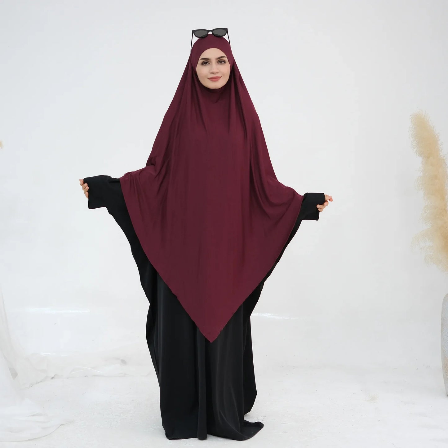 Extra Long Khimar Hijab Scarf Jersey Cotton Muslim Prayer Clothes Islamic Jilbab Khimars for Women Hijabs Veil Niqab Ramadan Eid