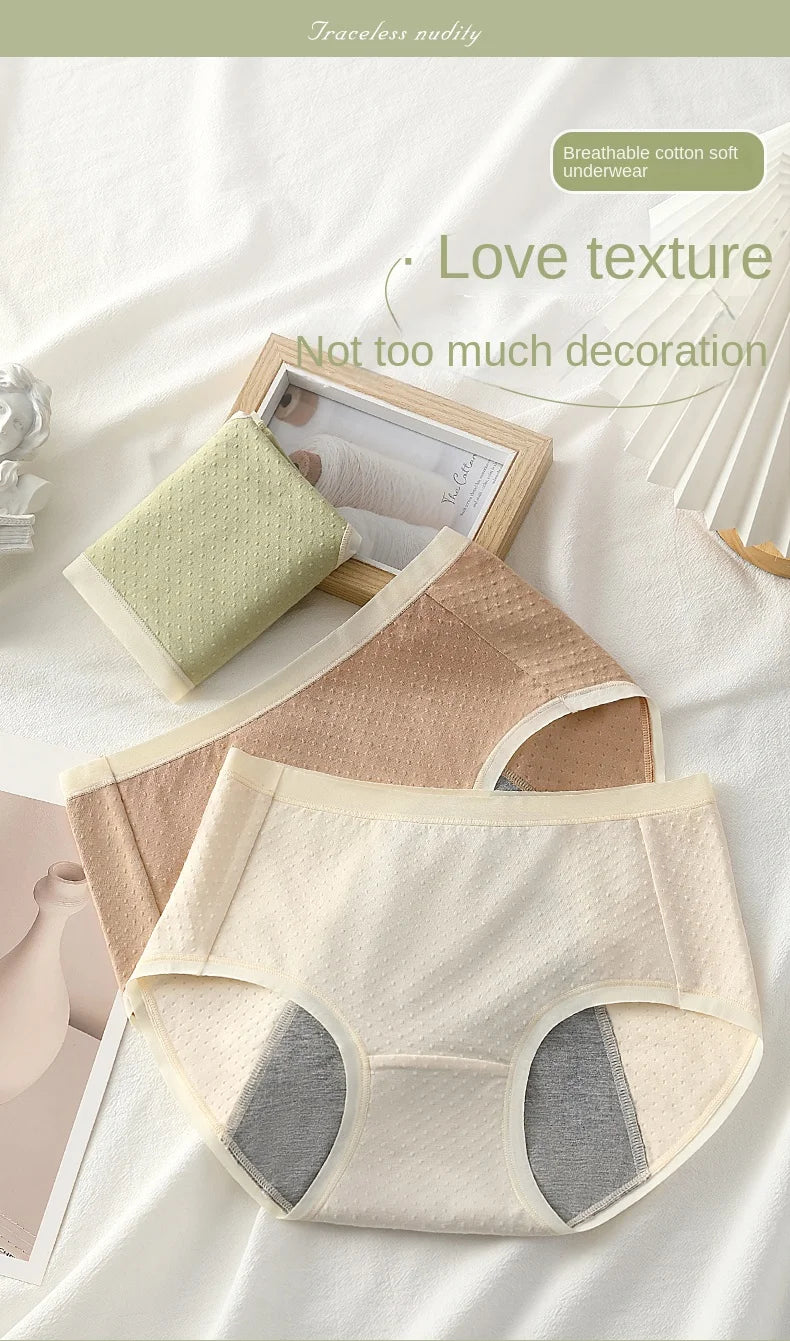 Physiological Period Leak Proof Menstrual Panties Breathable Seamless Soft Fabric Women Underwear Breifs Mesh Sanitary Pants XL.