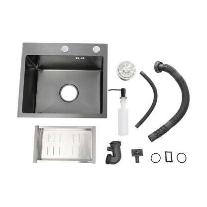 Küchenspüle aus Edelstahl 201 mit Wasserhahn, Seifenspender für Häuser, Restaurants, Wäschezimmer, Keller, 45 x 40 x 20 cm