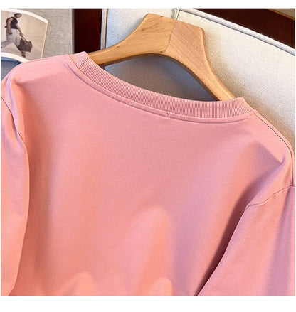 170kg plus size Damen büste Herbst lose Rundhals-Kaninchen-Sweatshirt Langarm lässig Top 6xl 7xl 8xl 9xl 10xl 11xl