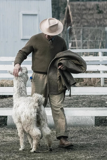 Bronson WWII USAAF Type A-1 Mechanic Sweater Men Heavyweight V-Neck Knit Jumper.