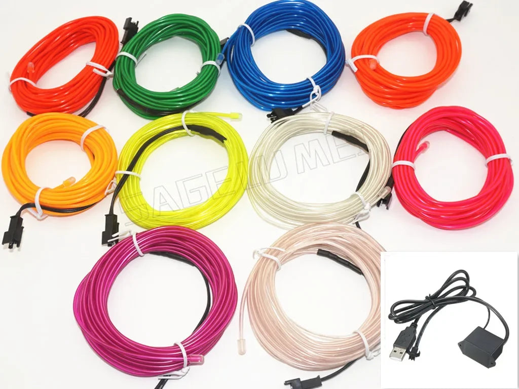 3V 5V 12V 2M/3M/5M Neon Light Dance Party Decor Light Neon LED lamp Flexible EL Wire Rope Tube Waterproof LED Strip.