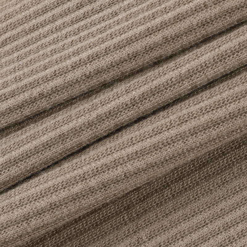 Beige Ribbed Knit Leggings Women High Waist Cotton Fitness Basic Pants Casual Spring New All-Match Female Skinny Leggings