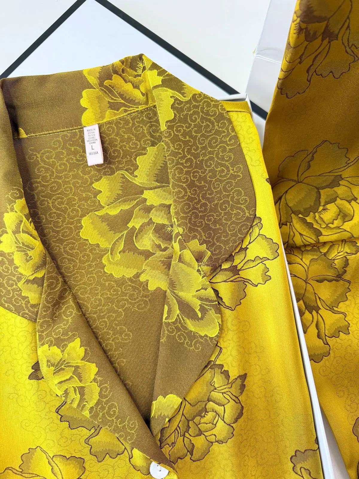 Chinese Style Print Flower 3PCS Pajamas Set Loungewear Summer New Women Sleepwear Short Sleeve Trouser Suit Silk Satin Homewear.