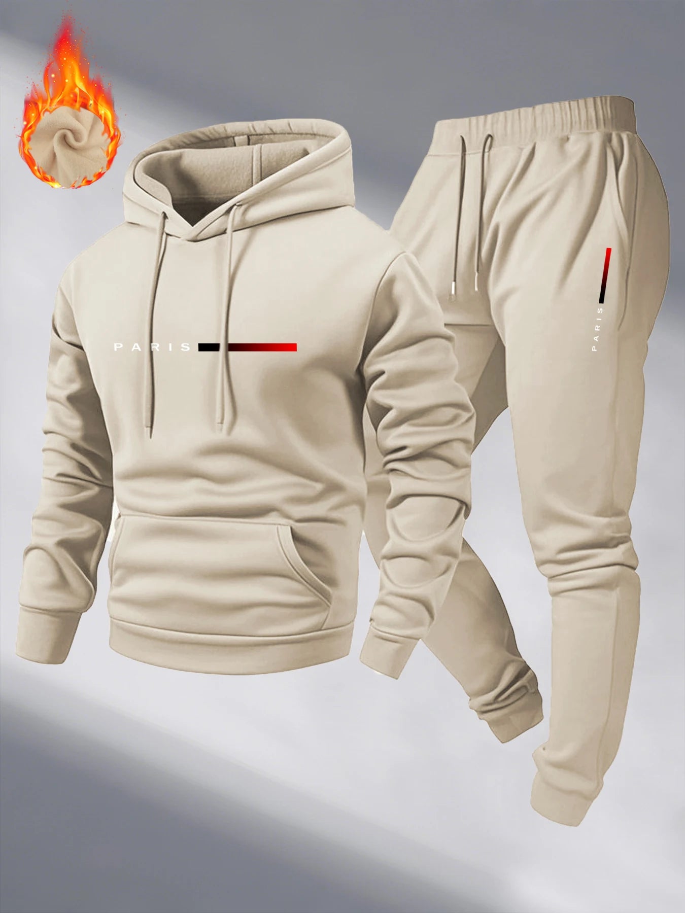 Paris Print Fashion Men's Hooded Tracksuit 2pcs Set High Quality Male Daily Casual Sports Jogging Home Outdoor Hoodie Outftis.