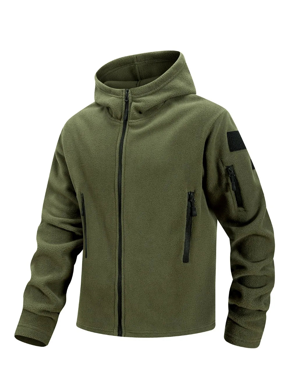 Men's Polar Fleece Zipper Hooded Jacket Autumn Winter Thermal Warm Work Coats Full-Zip Up Windproof Outdoor Hoodie Sweatshirt.