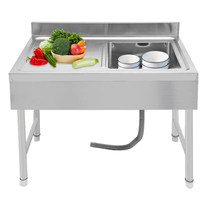 Freestanding Stainless Steel Sink Commercial Restaurant Sink Outdoor Sink for Homes Bathrooms Farms Backyards Garages