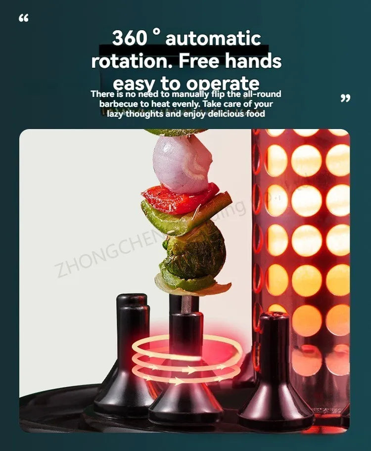 Non-smoking Automatic Rotating Household Electric Barbecue Oven Large Capacity Camping Multi-function